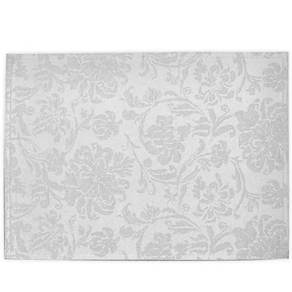 4 new Holiday Medley Silver-Gray Damask Fabric Placemats (each is 13x18 inches)